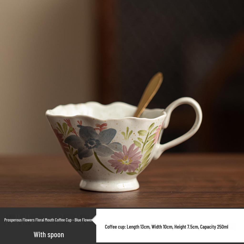 Exquisite Retro Floral Coffee Cup & Saucer Set for Office or Home