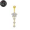 Anneau de nombril Fleur de prunier avec pendentif à franges Fleur de Zircon Bijoux de nombril