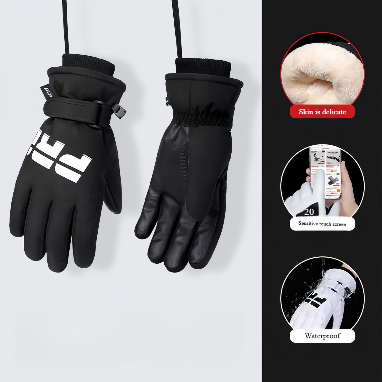 

Осенние и зимние ветрозащитные и морозостойкие перчатки для мужчин и женщин, антифризные и утолщенные перчатки для женщин, сенсорный экран чёрный