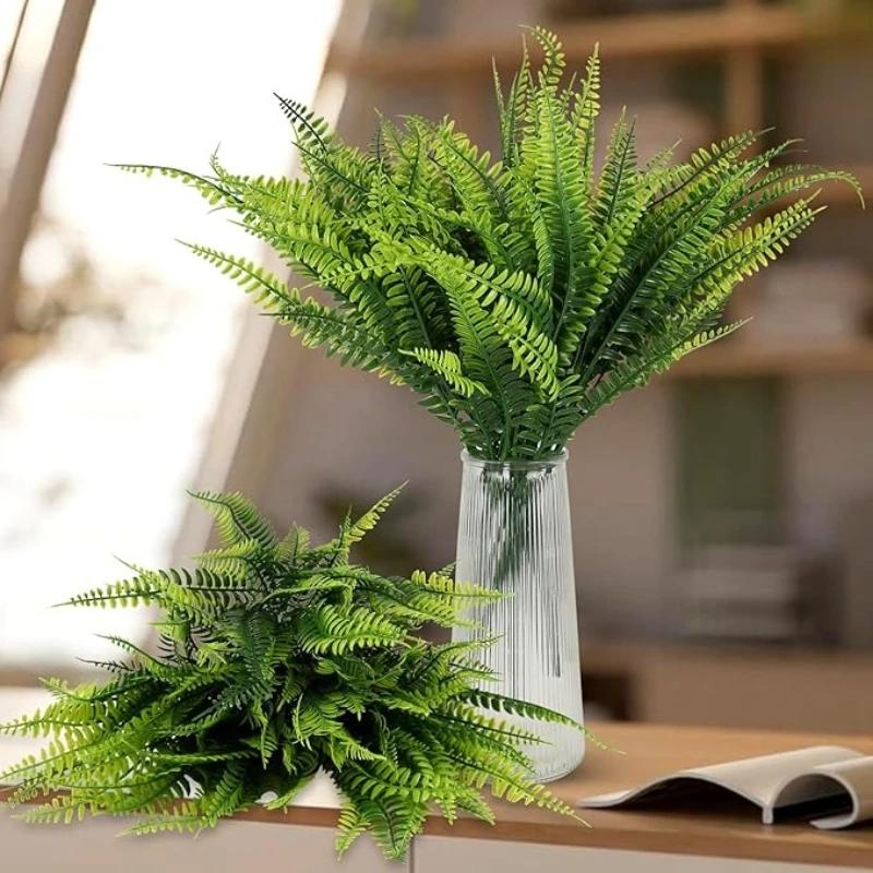 1-6PCS Artificial Green Plants Ferns Ruscus Eucalyptus Home Wedding Outdoor Decor Ornaments Faux Floral Arrangements