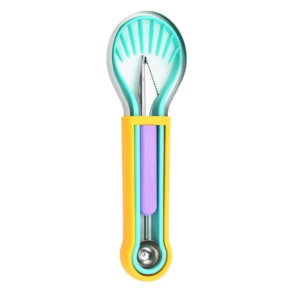 

3 in 1 Watermelon Cutter Set Colorful Avocado Slicer Innovative Melon Scoops Kitchen Utensils Style 2