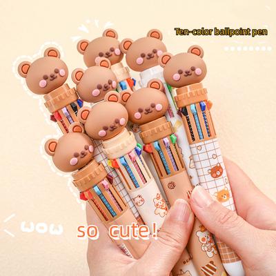 Cute Cream Bear 10 Colors στυλό καρτούν Push-on πολύχρωμο έγχρωμο στυλό Student Ten Color Push στυλό