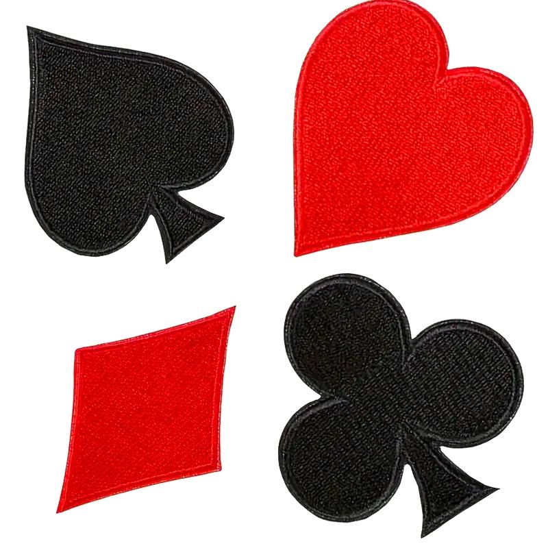 24pcs Poker Pattern Sewing Fabric Patch DIY Various Styles Handmade Cloth Applique Personality Fashion Accessories