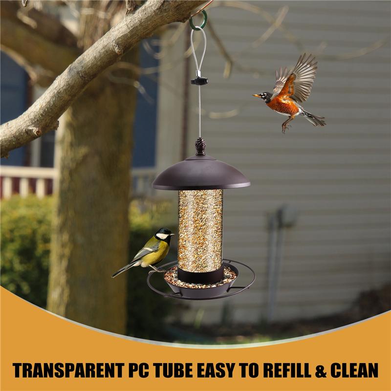 Fresh Squirrel Proof Metal Bird Feeder For Outdoors, Hanging Design With Clear For Viewing Tube