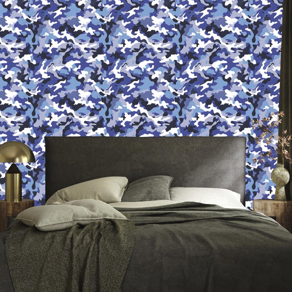 Military Camouflage Wallpaper Blue and Navy for Living Room and Bedroom 50x1000