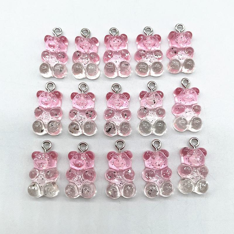 10Pcs Candy Bear Pendant Charms for Necklace Bracelet Earrings Jewelry Making Diy Findings Resin Bears Christmas Making