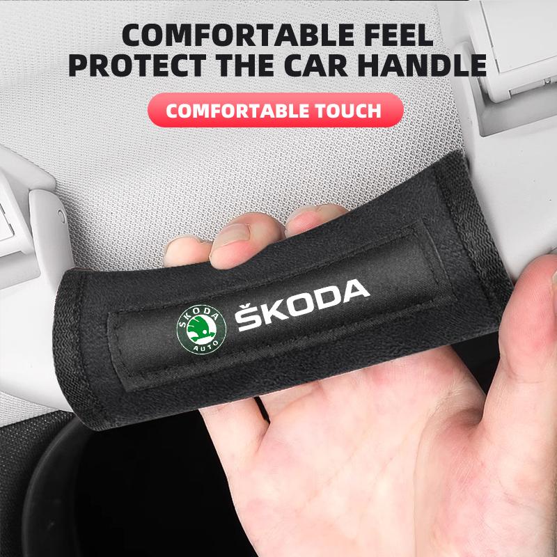 OMDP8 1/2Pcs Car Roof Handle Protection Cover Gloves For Skoda Octavia MK2 MK 2 3 A5 A7 A8 Fabia Karoq Superb Rapid Kamiq Scala
