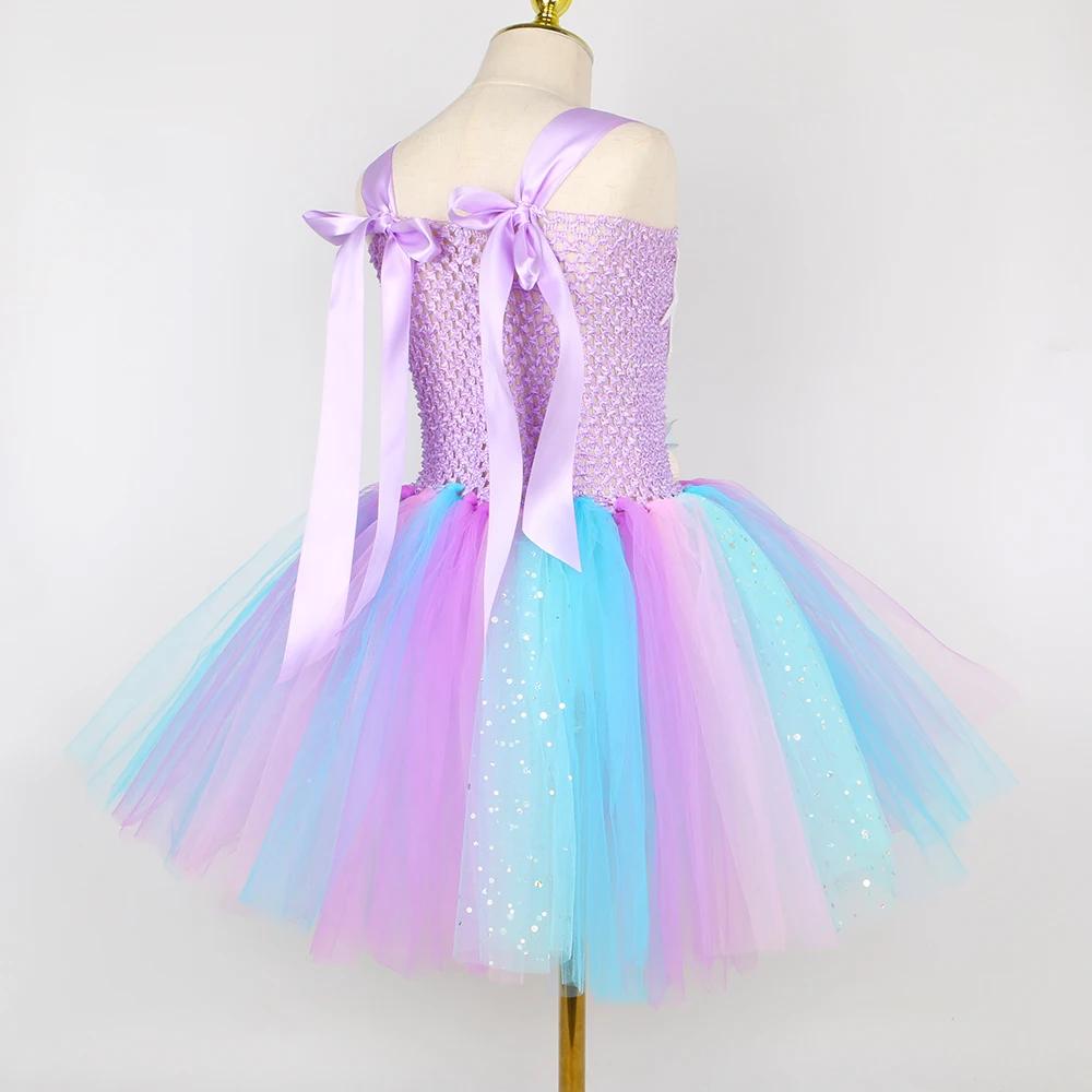 Šaty Princezny Mořské Panny pro Dívky Pastelské Květiny Narozeninová Oslava Tutu Šaty Halloweenský Kostým Malé Mořské Víly pro Děti Oblečení