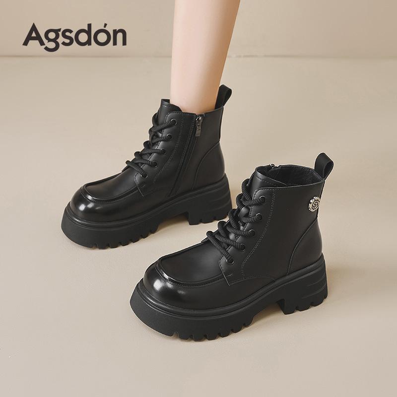 Augustine Martin boots women's 2025 new autumn retro Maillard single boots thick-soled British wind locomotive short boots