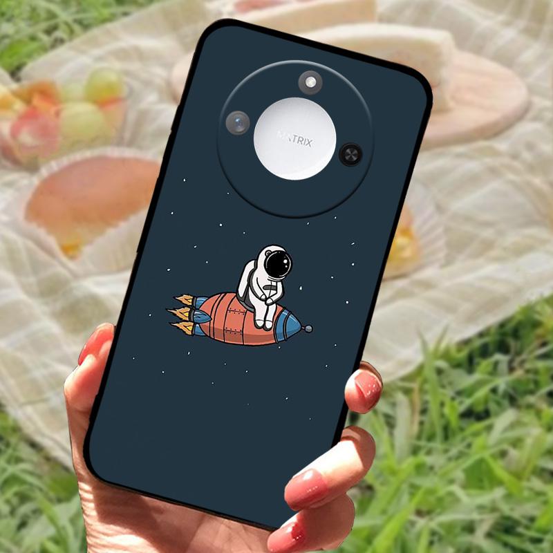 For Huawei Honor X60 Case Flowers Painted Cover Black Silicone Soft TPU Phone Case For Honor X60 Protective Shell Bumper