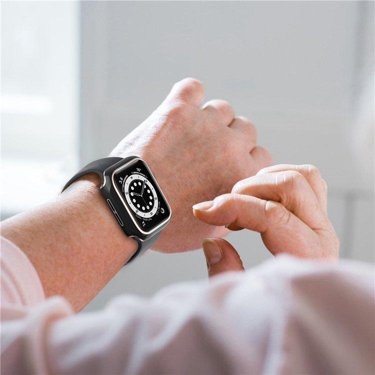 2in1 Case + Tempered Glass for Apple Watch 7/8/9 45mm - Black / Silver