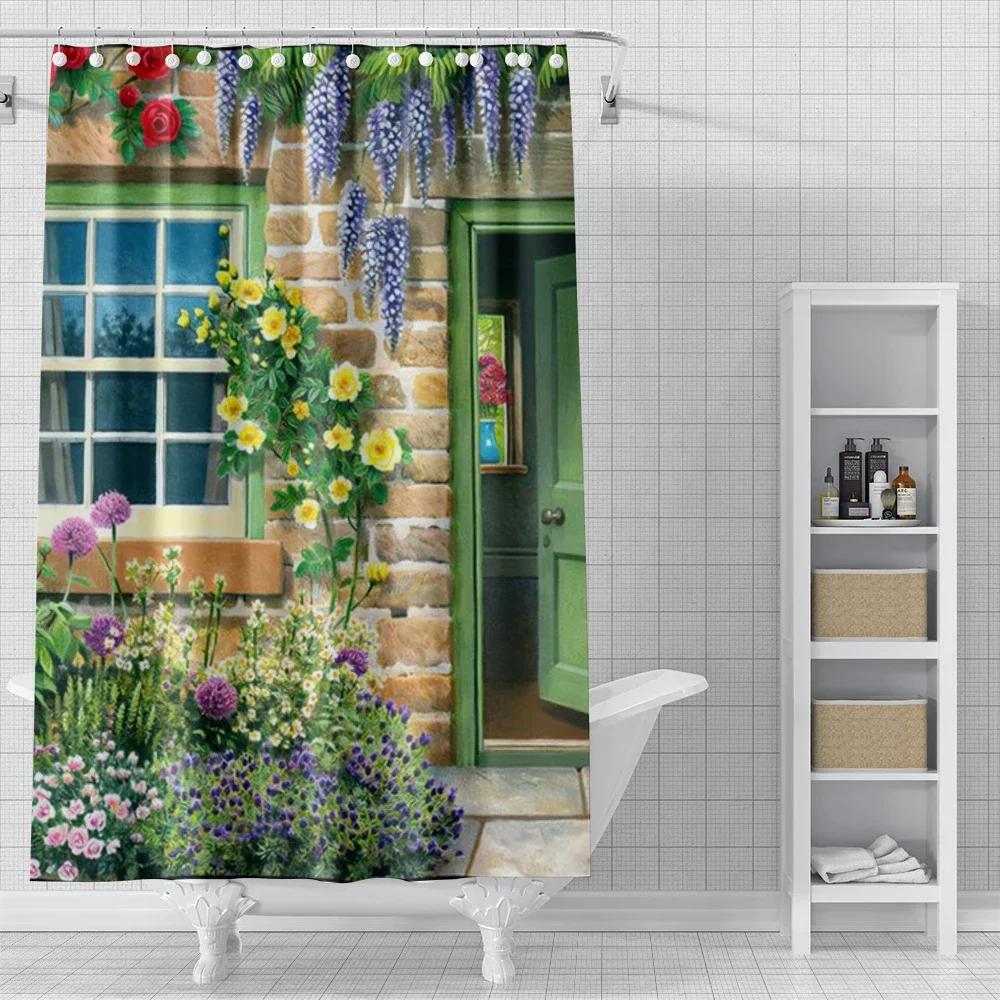 Heim Duschvorhänge für Badezimmer Ölgemälde Stil Wasserdichter Stoff Badezimmervorhänge Moderner Duschvorhang
