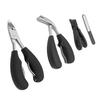 4 Pcs Nail Clippers Kit Long Handle Wide Opening Nail Clippers Set with Cuticle Nipper File Stainless Steel
