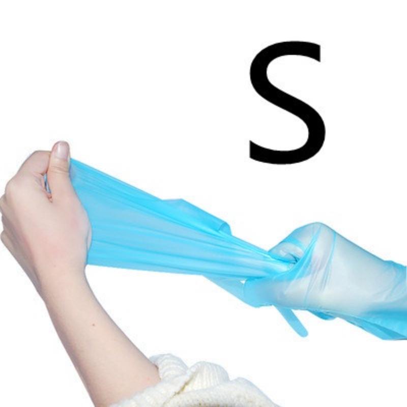 

Одноразові безлатексні рукавички з поліетиленового еластомеру TPE - 100 штук в коробці TPE blue gloves s code