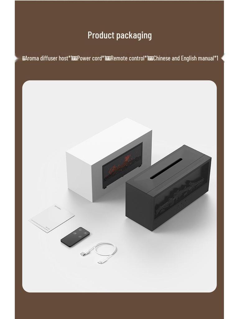 Retro 3D Fireplace Flame Aroma Humidifier & Colorful Desktop Light