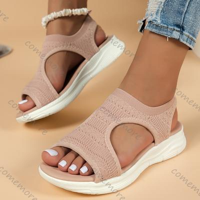 Comemore Women Summer Shoes New Mesh Fish Platform Sandals Women's Open Toe Wedge Sandals Ladies Light Casual Sandales Shoes