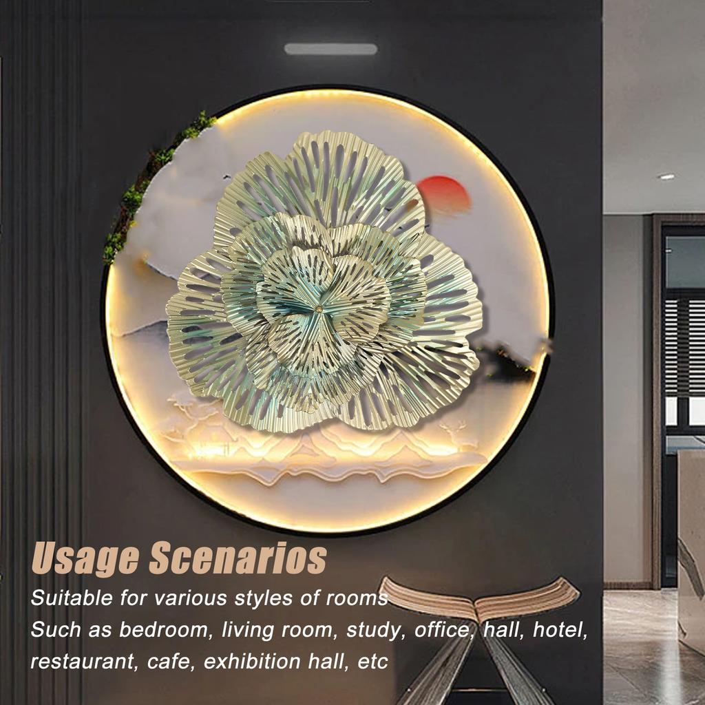 Metal Wall Decor Modern Stylish Triangular Ginkgo Flower Iron 3D Wall Sculpture for Living Room Bedroom Hall