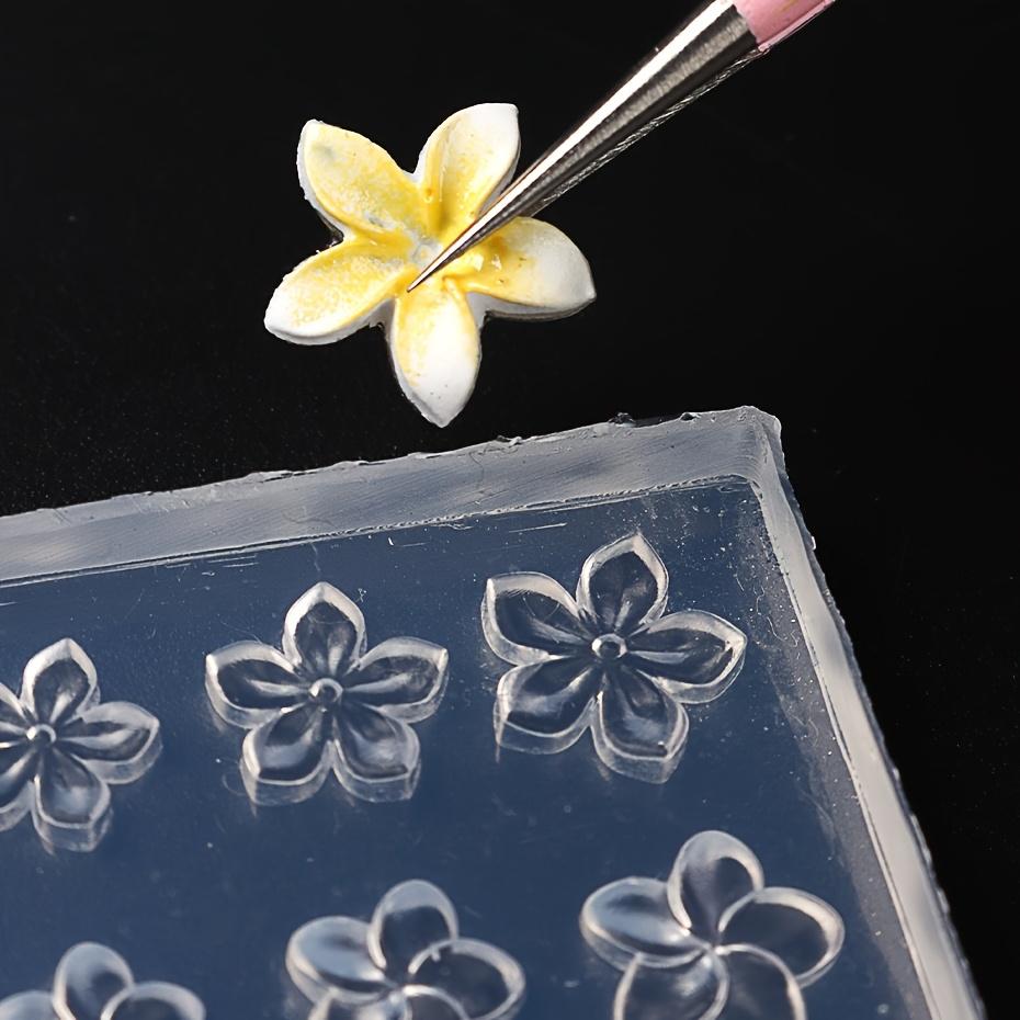 3D Charm Silicone Nail Carving Mold - Five-Petaled Island Egg Flower & Cherry Blossom Design Stamping Plate for DIY Manicure, Nail Art Tools