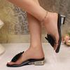 2026 Dames Hoge Hak Sandalen Strass Luxe Platte Hak Slippers Grote Maten Designer Schoenen Buiten Lichtgewicht