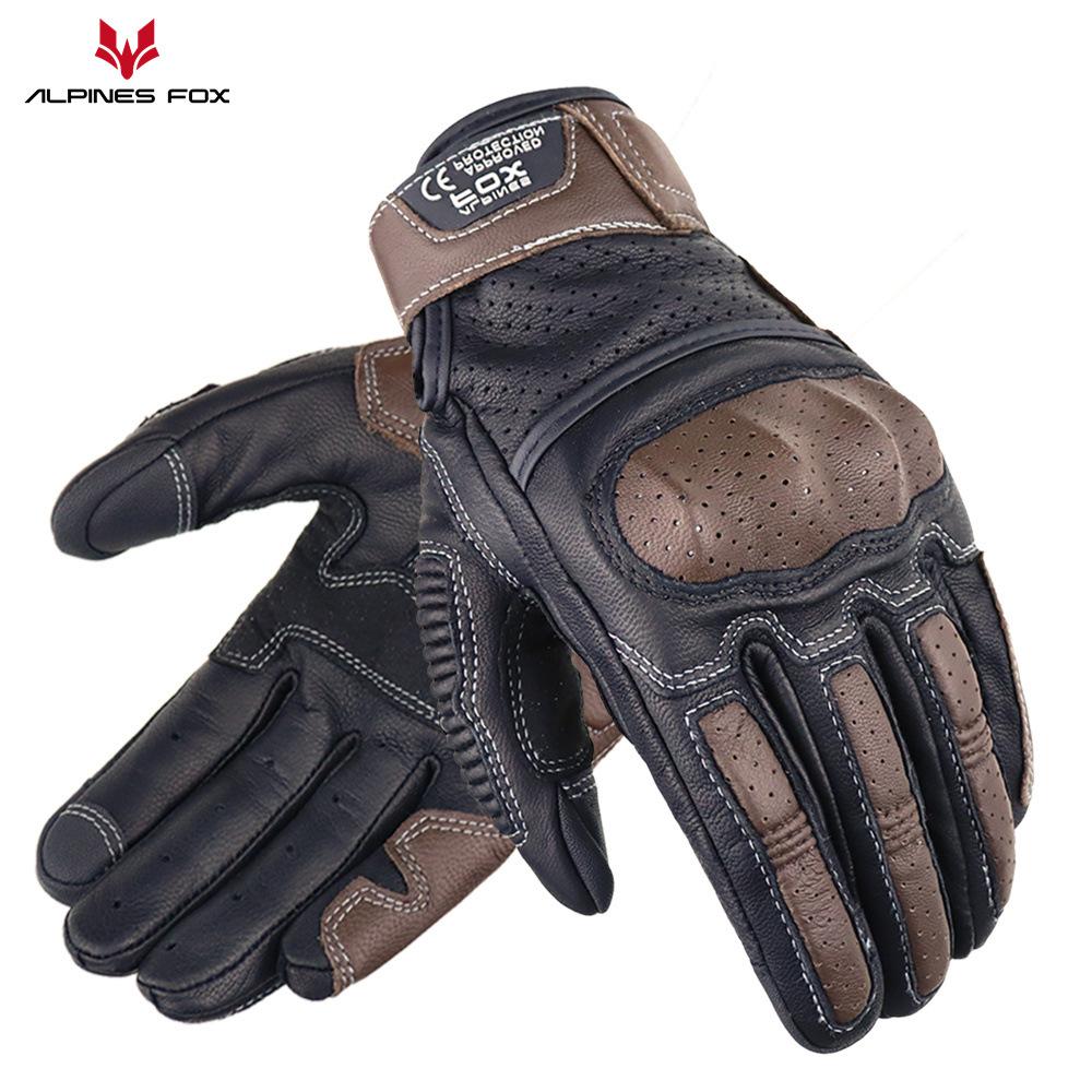 

Summer breathable touch screen motorcycle riding leather gloves M коричневий