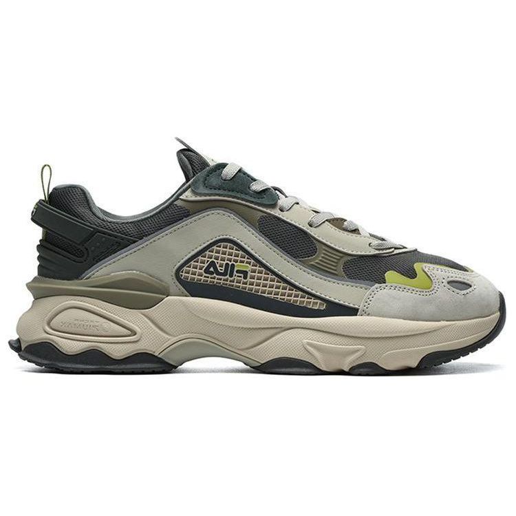 Fila Fabric Synthetic Leather TPU Sports Shock Absorbing Breathable Lightweight Low Top Dad Shoes Men Sneaker Beaver-Gray F12M216101FCP