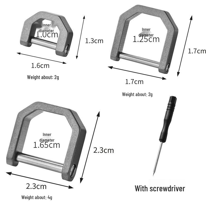 Titanium Alloy TC4 Horseshoe Buckle: D-Shaped EDC Multi-functional Car Keychain Small (with Screwdriver)