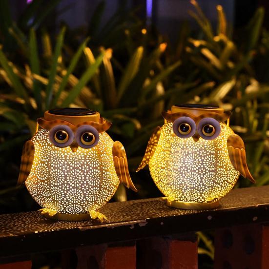 Yousheng Solar Light, Owl Design Garden Decor, Outdoor Waterproof Metal Hanging Lantern Solar Garden Light for Outside Patio Yard Lawn