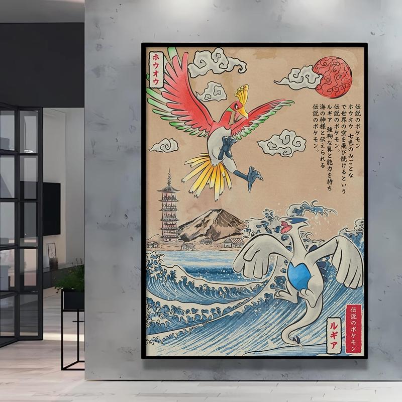 High Quality Canvas Printing Pokemon Anime Poster Charizard Classic Cartoon Character Images Painting Home Decor Holiday Gift 21X30CMNo Framed