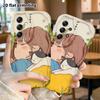 Phone Case: 2D Flat Samsung Galaxy A34 A35 M05 M06 S20 S22 S21 FE Plus 5G Protective Case, Girls with Cats, Perfect Christmas and Halloween Holiday Gi