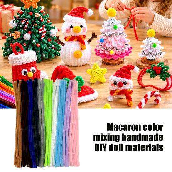 Decorative Plush Strips for Crafts 100Pcs Pipe Cleaners Handicrafts, Flexible Chenille Stems DIY Artistic Floral Supplies Art Projects, Multi-colored