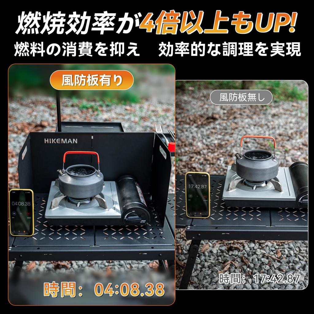Windscreen, Camping Windbreak, Stove Windbreak, Strong Wind Resistant, Adjustable Shelf, Stable, Foldable, Compact, 25cm Height, with Storage Bag, Bla