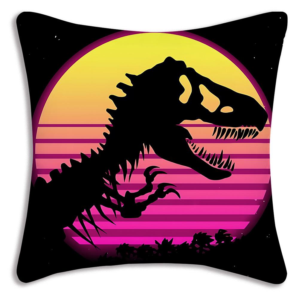 Cute Dinosaur Jurassic P-Park Pillow Covers Cartoon Sofa Decorative Home Double-sided Printing Short Plush Cute Cushion Cover