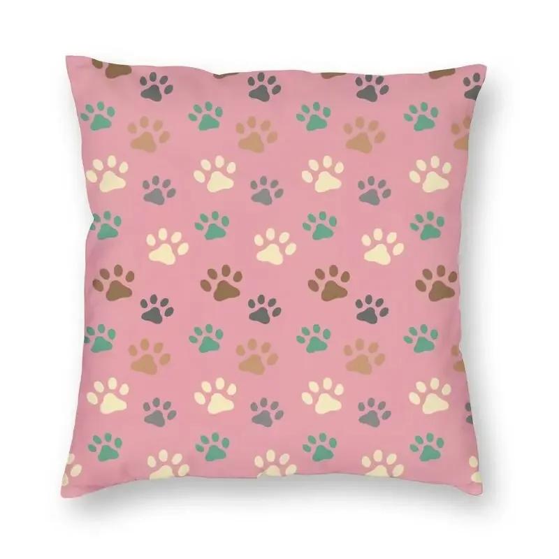 Liebe Hunde Pfoten und Knochen Muster Druck Quadratischer Kissenbezug Dekoration Haustier Fußabdruck Geschenk Kissenbezug Wurfkissen für Sofa Auto