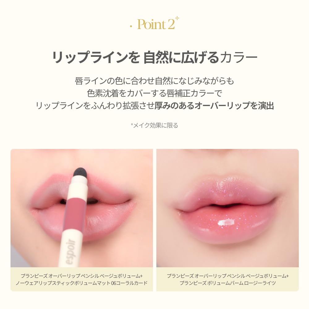 Espoir Plumpies Over Lip Pencil #4 Beige Volume 0.4g Lip Pencil Over Lip Pencil Lip Liner Plumper Beige Lipstick Long-lasting Korean Cosmetics Espoir