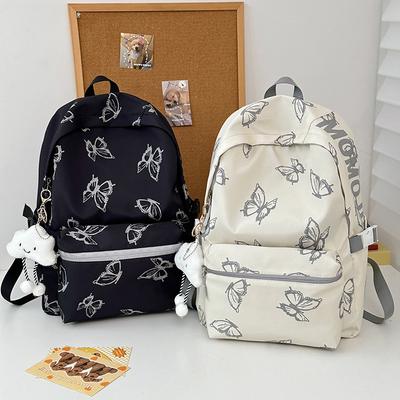 Schoolbag1011 New Butterfly Print Large Capacity Fashion Backpack Men and Women Backpack Casual Versatile Campus Student Backpack
