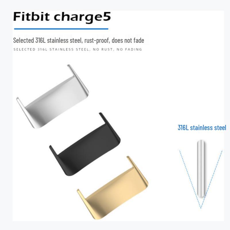 Charge5 Raw Ear Style Metal Connector Strap for Fitbit Charge6 Watch.