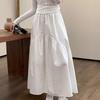 Spring New Elastic High Waist Fashion Loose Long Skirts Women Pleated Patchwork Summer A-line Skirt Female Elegant Temperament Simple Lady Skirt 26290