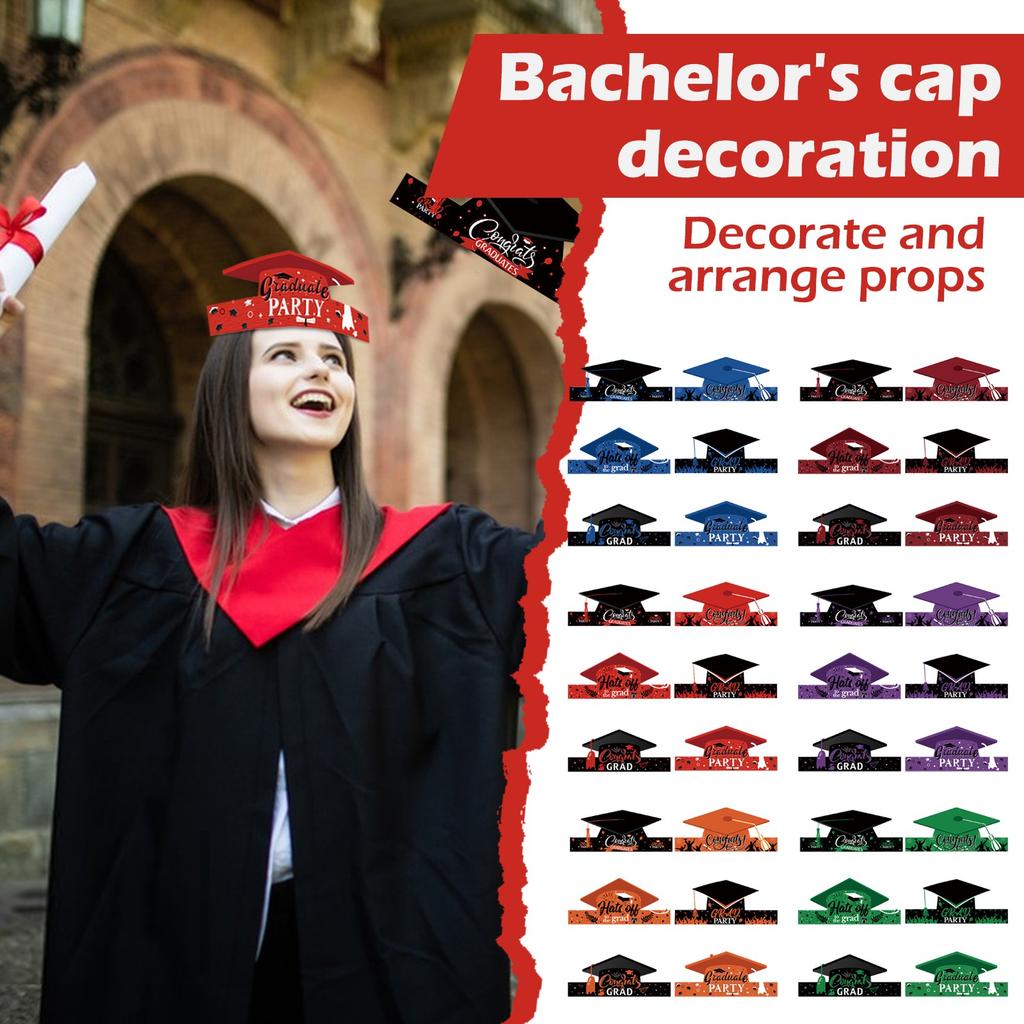 Paper Graduation Cap, Handmade In Black And Red, Graduation Party Decoration Props, Dr. Hat Headband