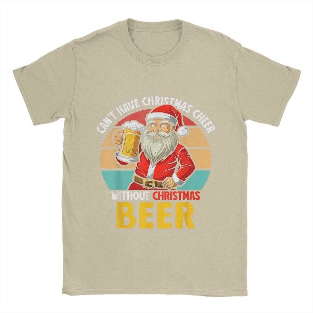 Men Christmas and beer T Shirt  100% Cotton Tops Creative Short Sleeve Crew Neck Tee Shirt Graphic Printed T-Shirts