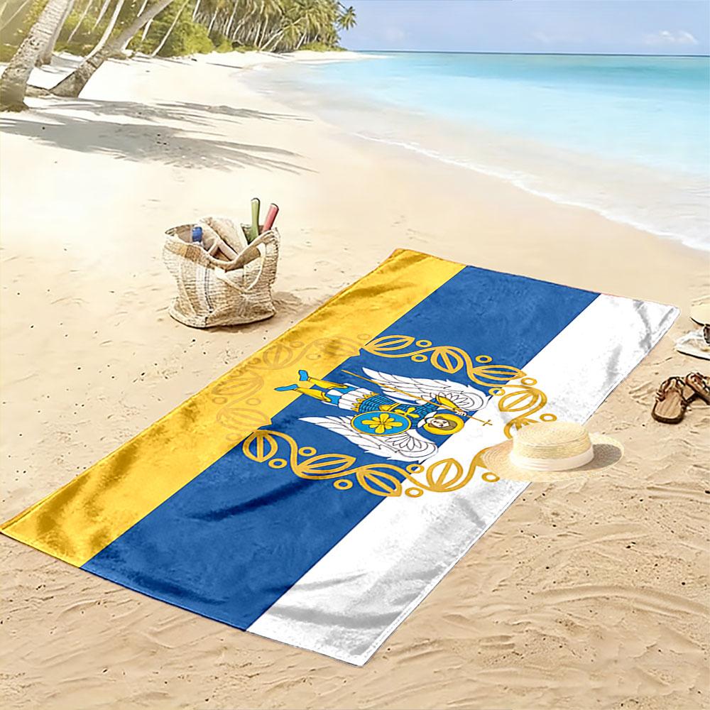 Giant Beach Towel with Ukraine Style Trident Emblem, Quick Dry Microfiber, Soft Absorbent, for Beach Pool Travel Style