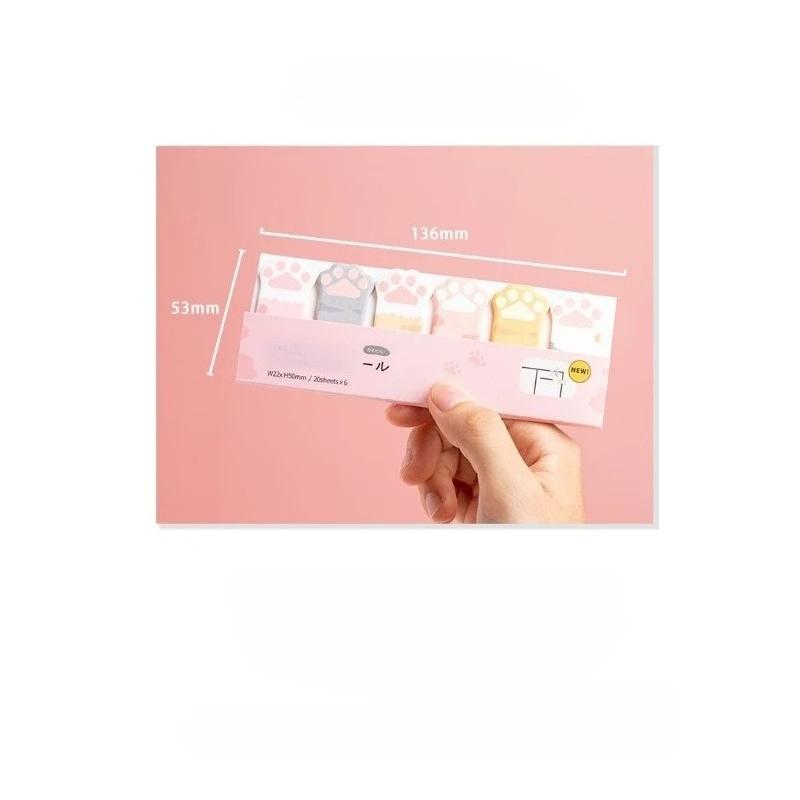 120 Pages Kawaii Stationery Cartoon Cat Paw Memo Pad Bookmark Flags Index Tab Sticky Notes Label Paper Stickers
