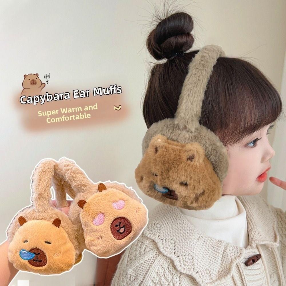 Cartoon Capybara Plush Earmuffs Windproof Cold-proof Ear Mask Animal Warm Earflaps  Winter Sport