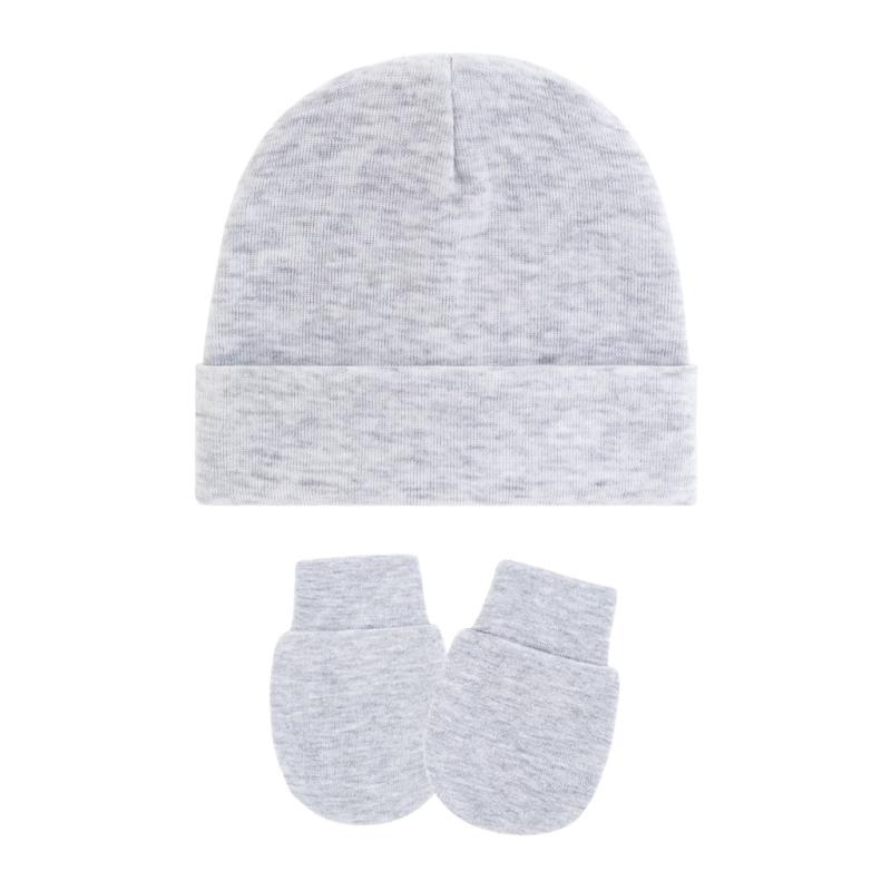 4 Set Baby Bonnet Cap Feature Foldable Edge with Mittens Cotton Fabric Gentle On Sensitive Skin Multiple Color Available