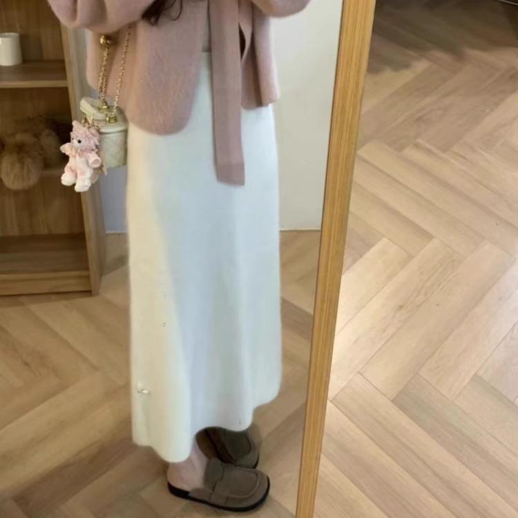 Petite Cashmere Wool Blend Midi Tweed Skirt for Autumn/Winter