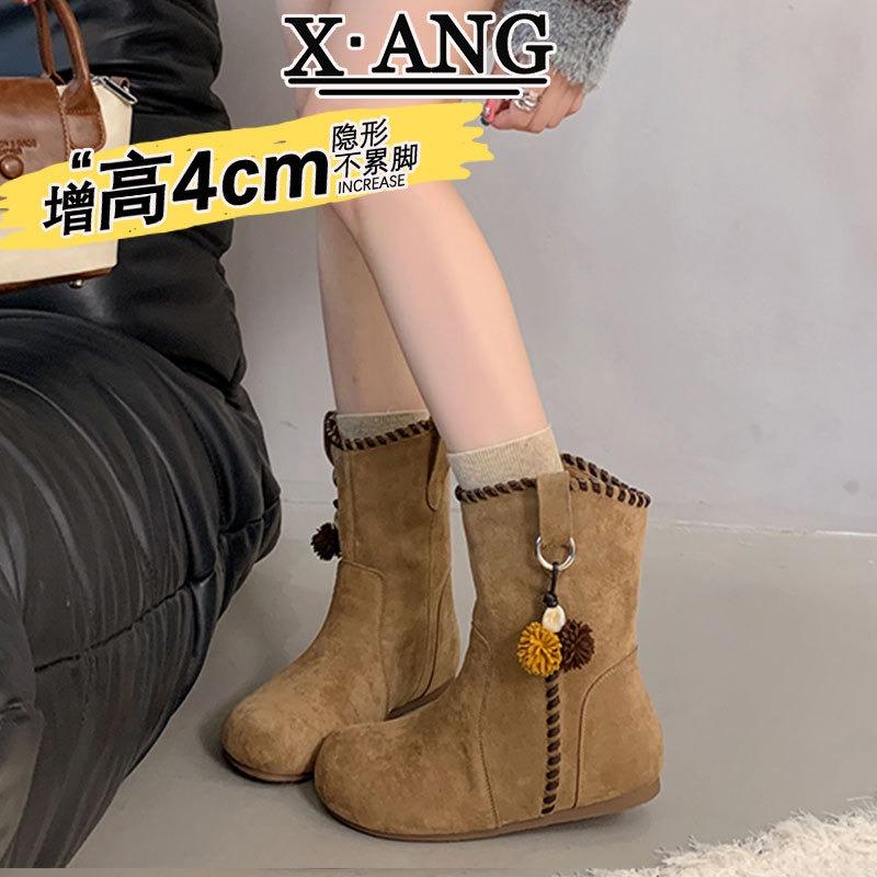 Cowhide version inner height increase small Martin boots women's short boots autumn and winter new western cowboy boots