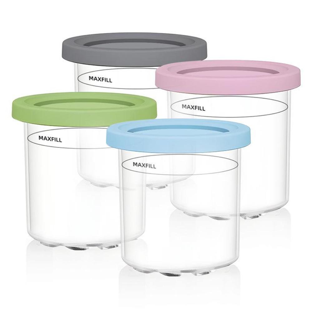 4Pcs Ice Cream Pints Cups For NINJA- CREAMIs NC299AMZ/NC300s Series Ice Cream Maker Replacements Storage Jar With Sealing Lids