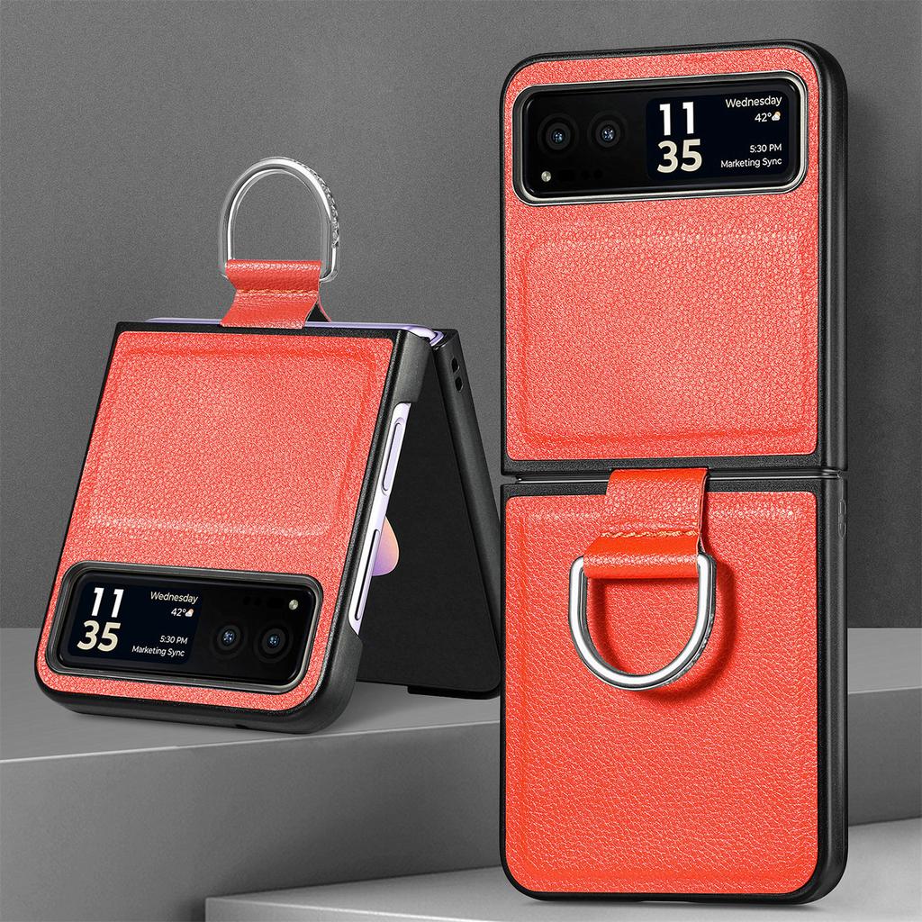 Suitable for Moto Razr11 mobile phone case, lychee pattern ring PU leather razr11Ultra folding screen case