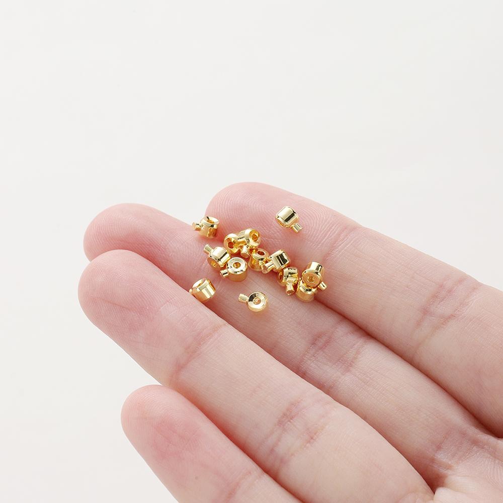 20pcs Positioning Clasp 14K 18K Gold Plated Crimp Snap Button Bracelet Necklace Fastener Ball End Cap For DIY Jewelry Findings