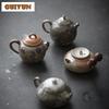 Japanese Ink Wood-fired Porcelain Teapot Retro Stoneware Scholar's Pot Chinese Tea Brewing Kettle Tea Ceremony Accessories Craft