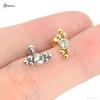 1Pc 1.2x6/8mm G23 Titanium Base Stainless Steel Studs Lip Labret Piercing Nose Helix Piercing Conch Tragus Earrings Flat End